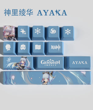 Genshin Impact Ayaka Keycaps 14 Keys Set Anime Keycaps
