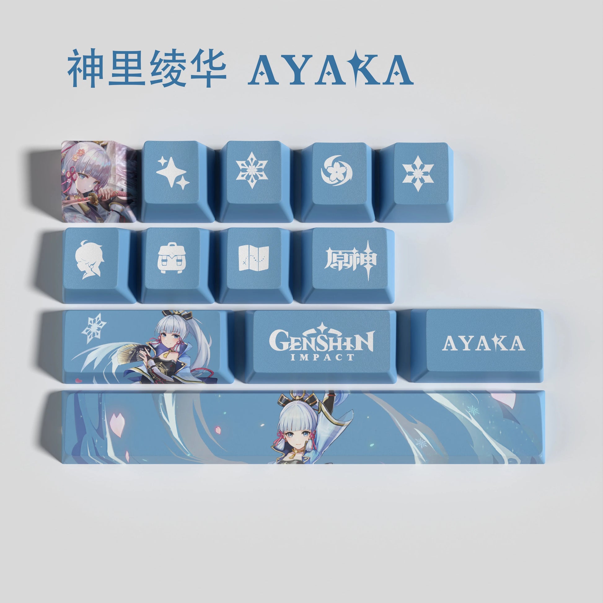 Genshin Impact Ayaka Keycaps 14 Keys Set Anime Keycaps