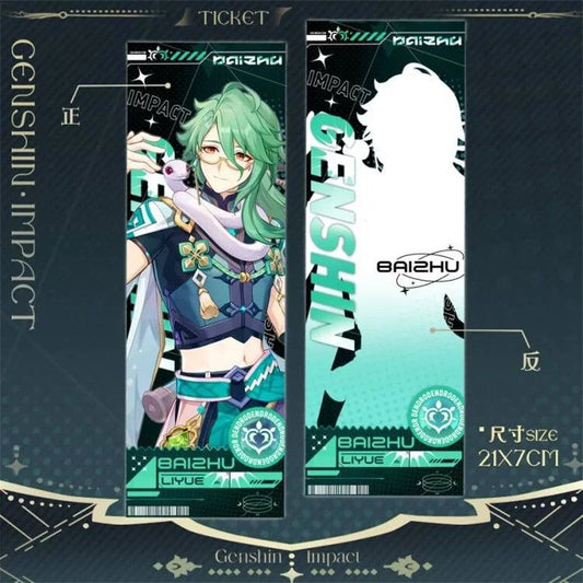 Genshin Impact Baizhu Laser Ticket Bookmark Card