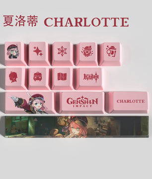 Genshin Impact Charlotte Keycaps 14 Keys Set Anime Keycaps