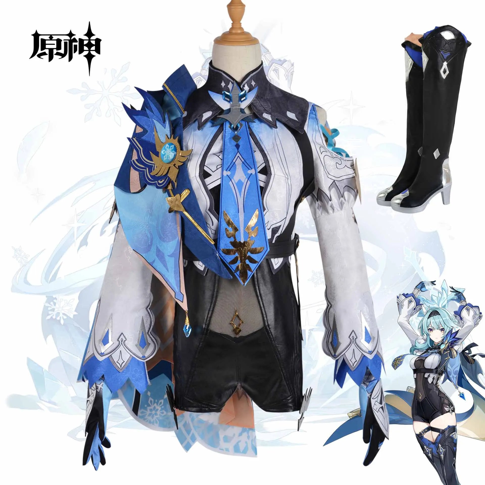 Genshin Impact Eula Cosplay Costume 10pc Anime Cosplay Set