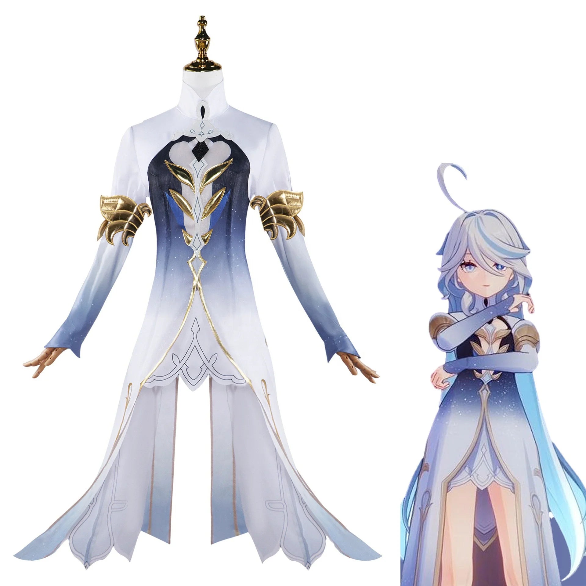 Genshin Impact Focalors Cosplay 4pc Anime Cosplay Costume Set