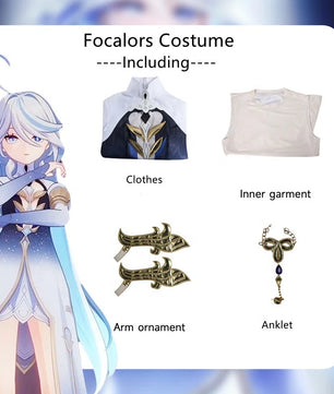 Genshin Impact Focalors Cosplay 4pc Anime Cosplay Costume Set