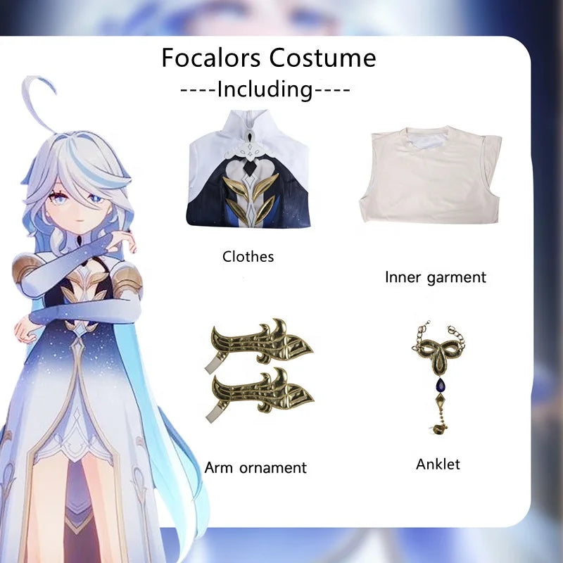 Genshin Impact Focalors Cosplay 4pc Anime Cosplay Costume Set