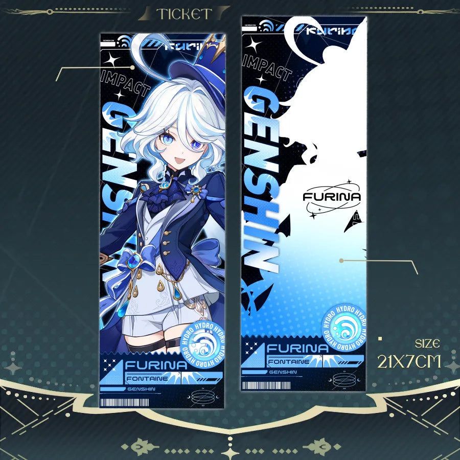 Genshin Impact Furina Laser Ticket Bookmark Card