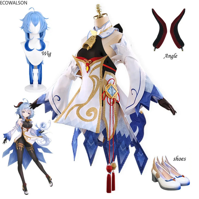 Genshin Impact Ganyu Cosplay Costume 9pc Anime Cosplay Set