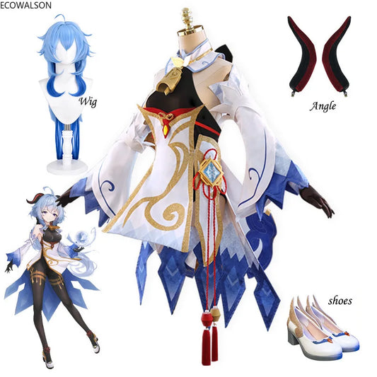 Genshin Impact Ganyu Cosplay Costume 9pc Anime Cosplay Set