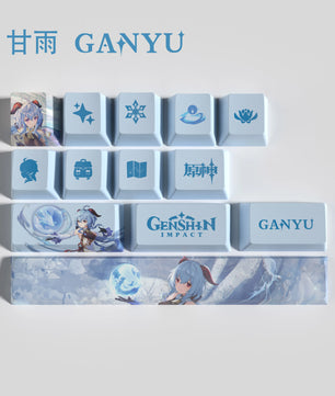 Genshin Impact Ganyu Keycaps 14 Keys Set Anime Keycaps