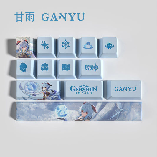 Genshin Impact Ganyu Keycaps 14 Keys Set Anime Keycaps