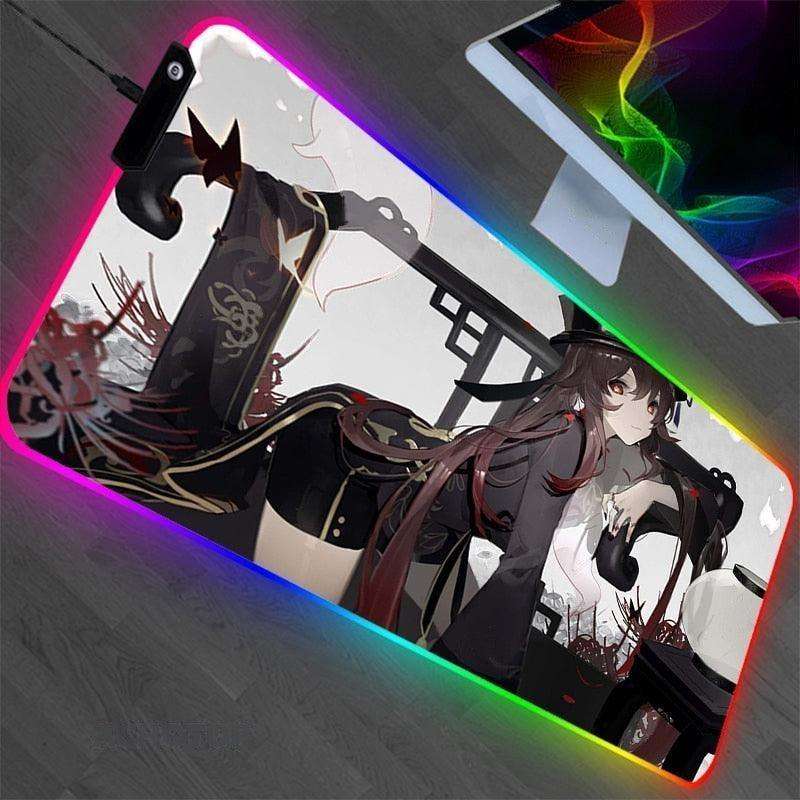 Genshin impact Hu Tao Cute RGB Gaming Anime Mouse Pad Desk Mat