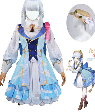 Genshin Impact Kamisato Ayaka Cosplay Outfit With Wig 13pcs Set