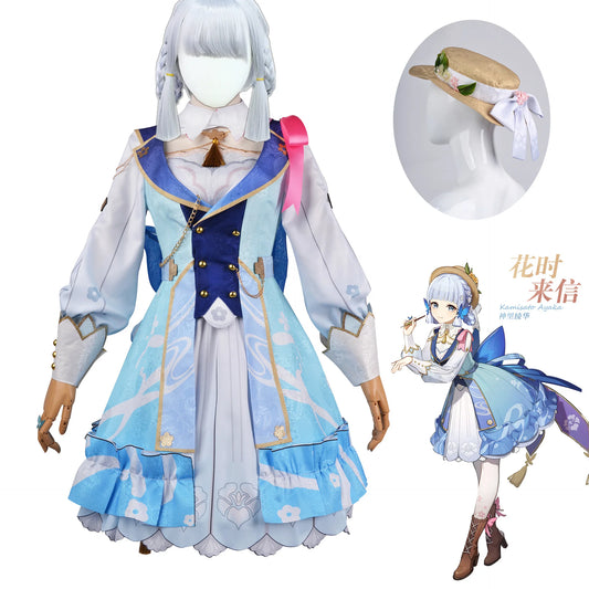 Genshin Impact Kamisato Ayaka Cosplay Outfit With Wig 13pcs Set