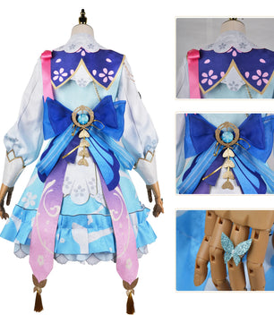 Genshin Impact Kamisato Ayaka Cosplay Outfit With Wig 13pcs Set