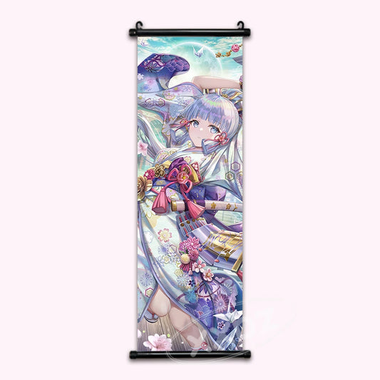 Genshin Impact Kamisato Ayaka Kimono Anime Poster Canvas Scroll