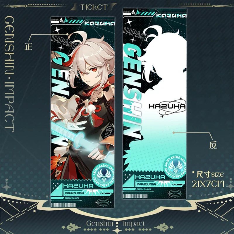 Genshin Impact Kazuha Laser Ticket Bookmark Card