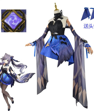 Genshin Impact Keqing Opulent Splendor Cosplay Outfit With Wig