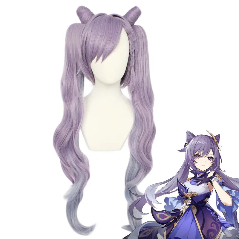 Genshin Impact Keqing Opulent Splendor Cosplay Outfit With Wig