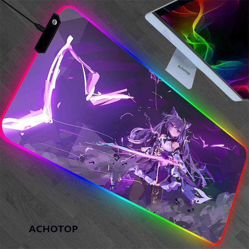 Genshin impact Keqing RGB Gaming Anime Mouse Pad Desk Mat