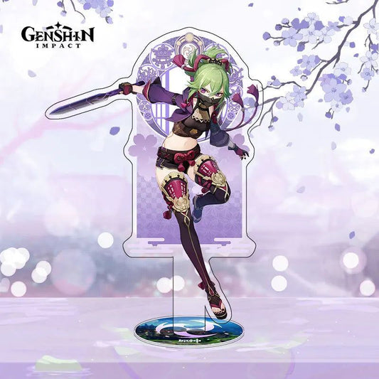 Genshin Impact Kuku Shinobu Figure Acrylic Stand Fiberglass Desk Decor