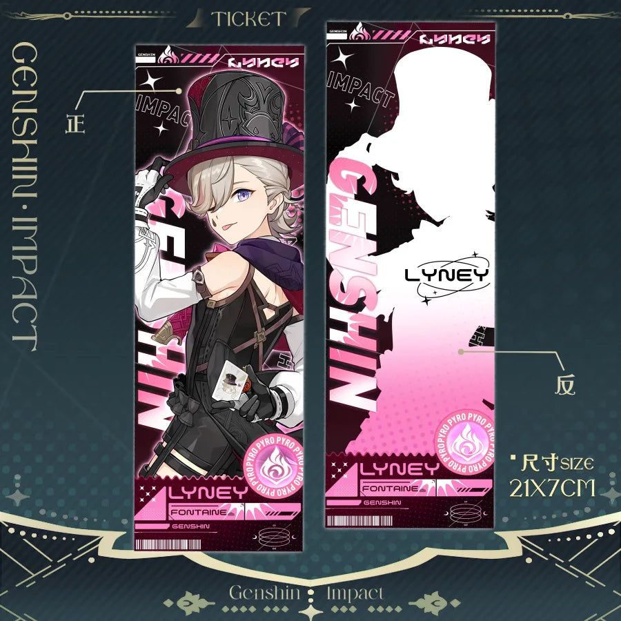 Genshin Impact Lyney Laser Ticket Bookmark Card