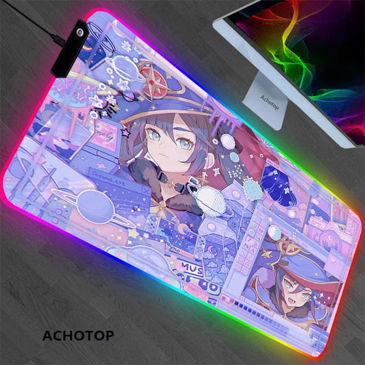 Genshin impact Mona Vibrant RGB Gaming Anime Mouse Pad Desk Mat