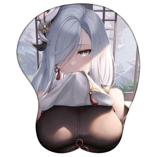 Genshin Impact Mouse Pad Shenhe 3D Silicone Support Mouse Pad
