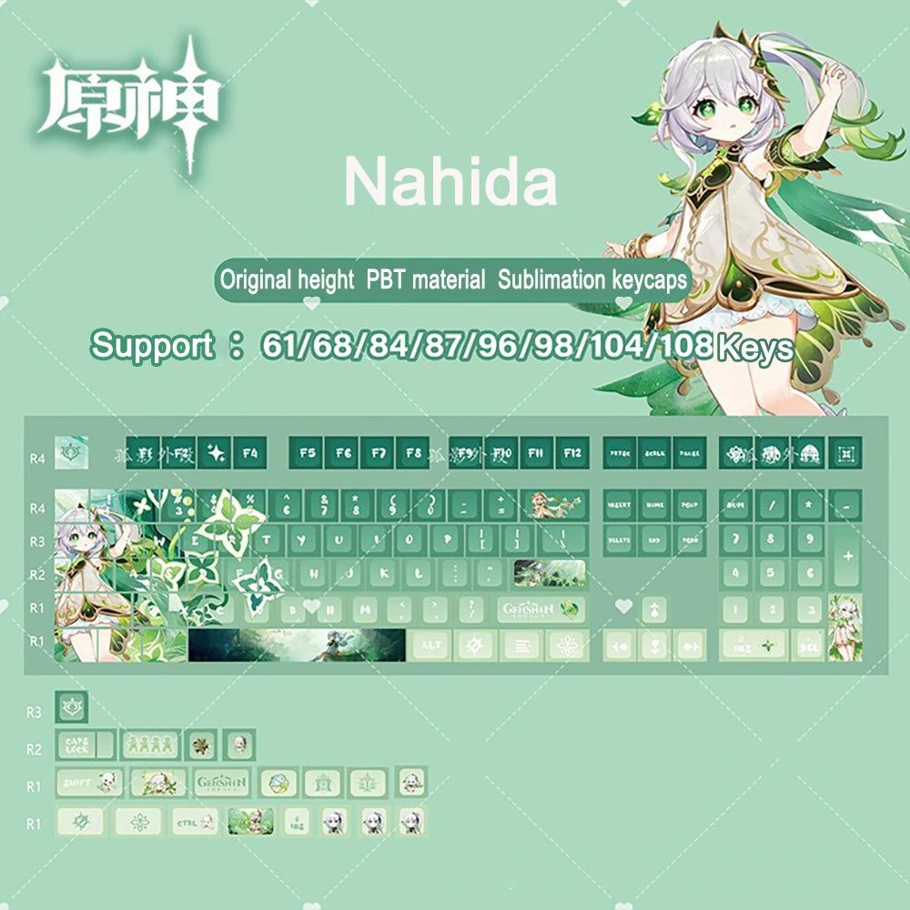 Genshin Impact Nahida Keycaps 128 Set Cherry Profile Anime Keycaps