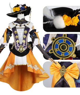 Genshin Impact Navia Cosplay With Wig 14pcs Anime Costume Set