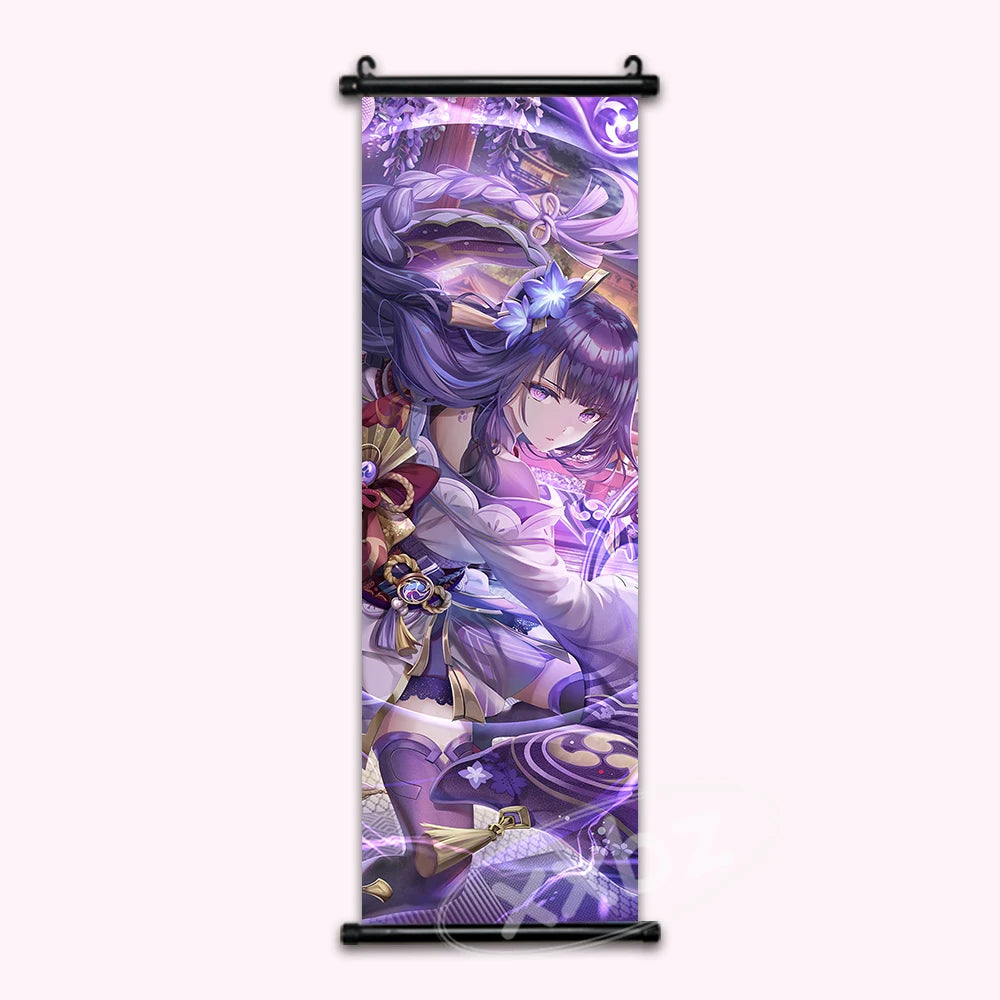 Genshin Impact Raiden Shogun Anime Poster Canvas Scroll