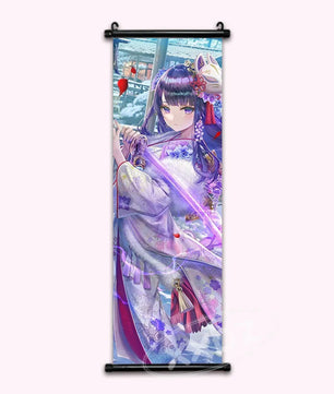 Genshin Impact Raiden Shogun Kimono Anime Poster Canvas Scroll