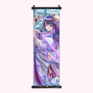 Genshin Impact Raiden Shogun Kimono Anime Poster Canvas Scroll