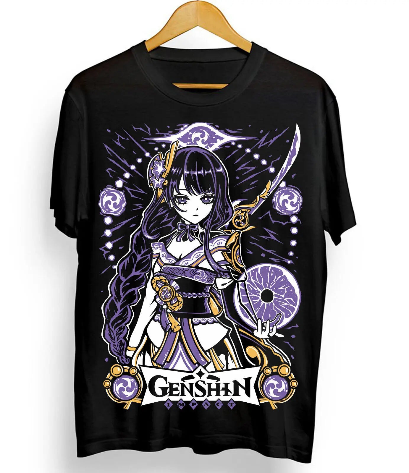 Genshin Impact Raiden Shogun T-shirt Cotton Anime Shirt