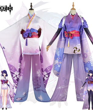 Genshin Impact Shogun Raiden Ei Makoto Beelzebul Cosplay Outfit With Wig