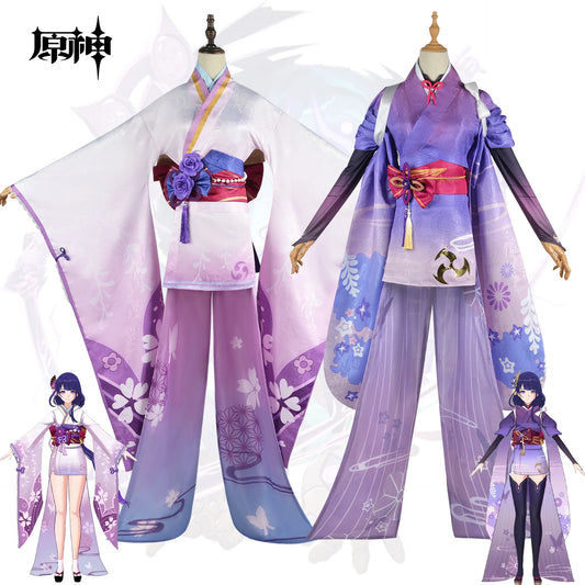 Genshin Impact Shogun Raiden Ei Makoto Beelzebul Cosplay Outfit With Wig