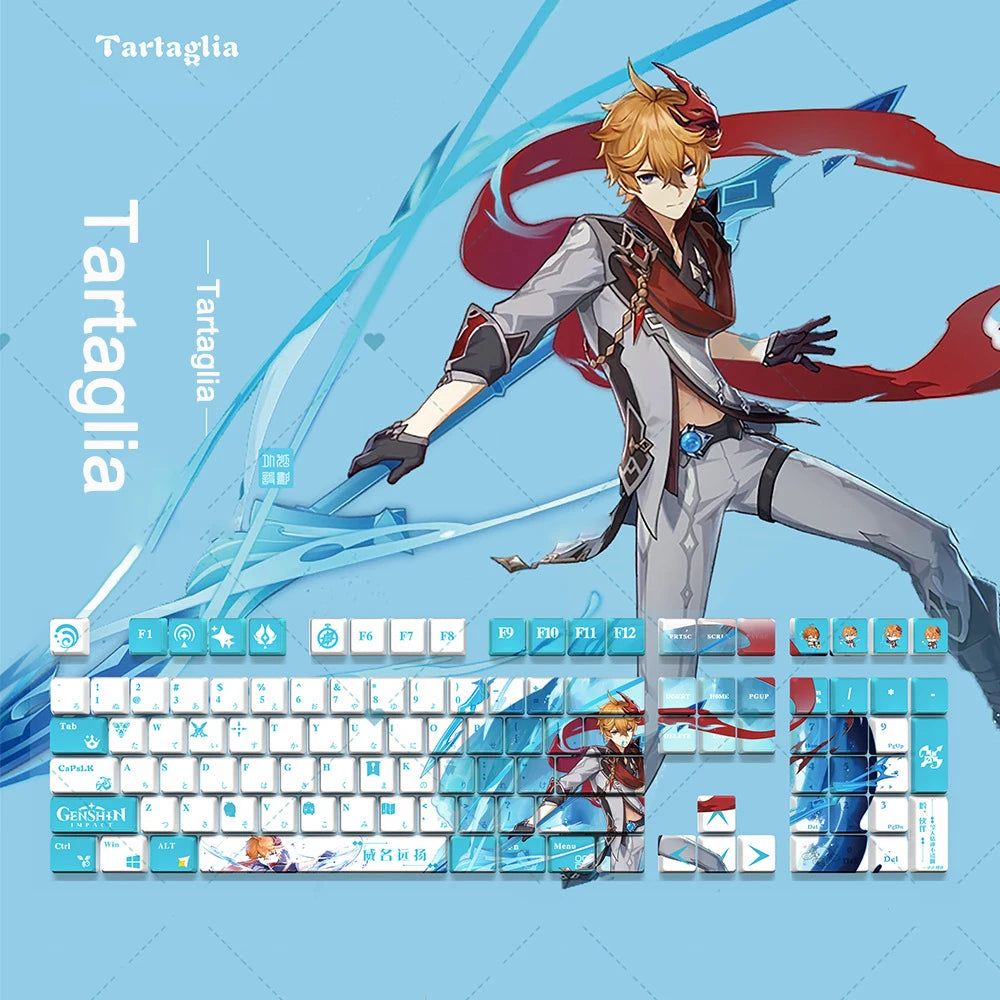 Genshin Impact Tartaglia Keycaps 128 Set Cherry Profile Anime Keycaps