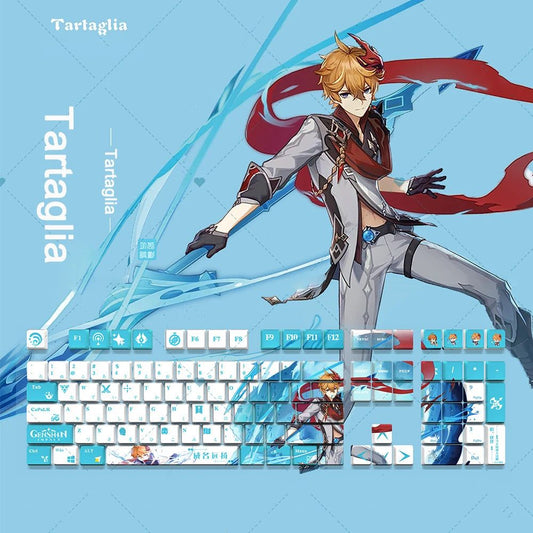 Genshin Impact Tartaglia Keycaps 128 Set Cherry Profile Anime Keycaps