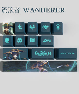 Genshin Impact Wanderer Keycaps 14 Keys Set Anime Keycaps