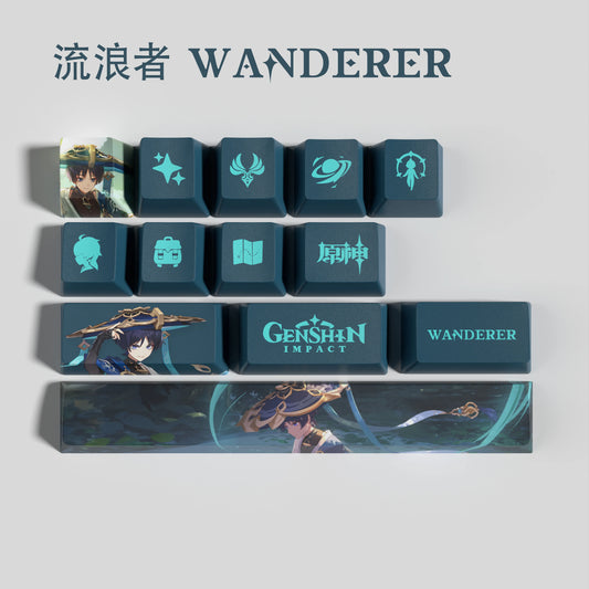 Genshin Impact Wanderer Keycaps 14 Keys Set Anime Keycaps