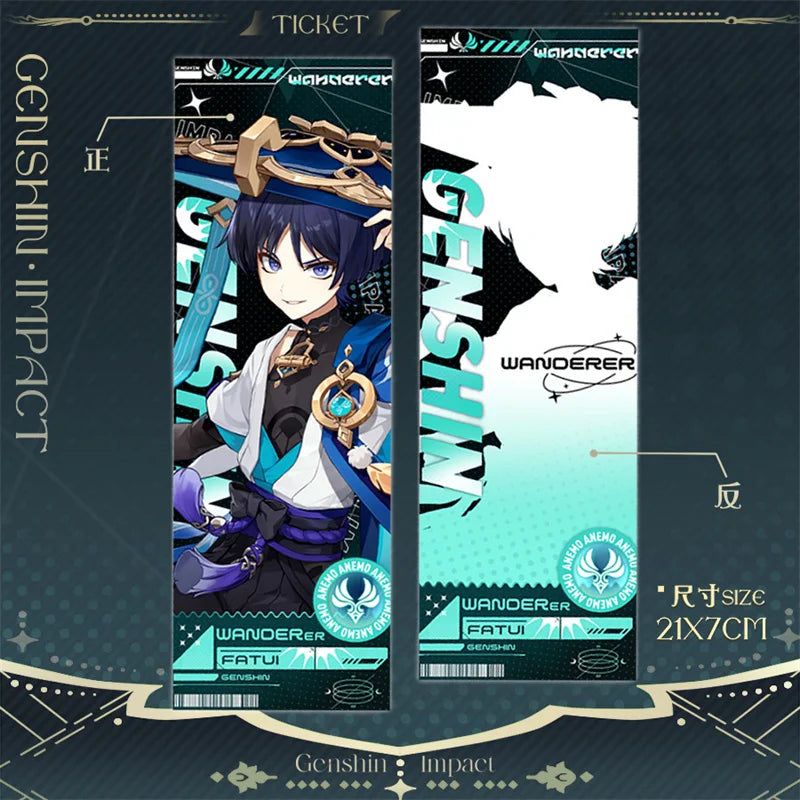 Genshin Impact Wanderer Laser Ticket Bookmark Card