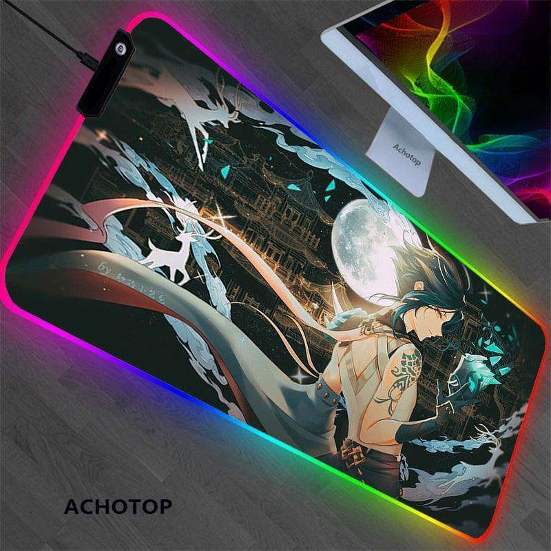 Genshin impact Xiao Dynamic RGB Gaming Anime Mouse Pad Desk Mat. 