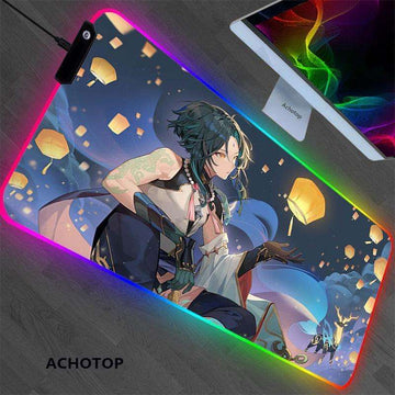 Genshin impact Xiao RGB Gaming Anime Mouse Pad Desk Mat