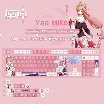 Genshin Impact Yae Miko Keycaps 128 Set Cherry Profile Anime Keycaps