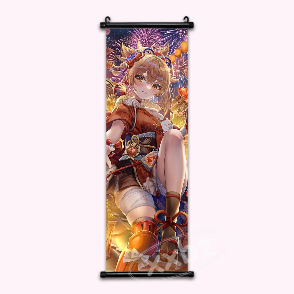 Genshin Impact Yoimiya Anime Poster Canvas Scroll