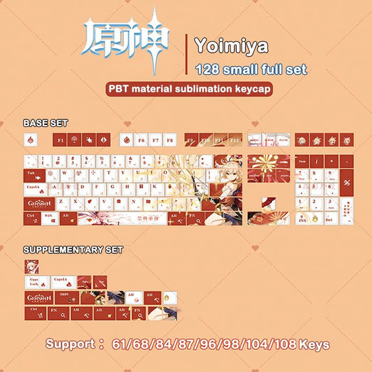 Genshin Impact Yoimiya Keycaps 128 Set Cherry Profile Anime Keycaps