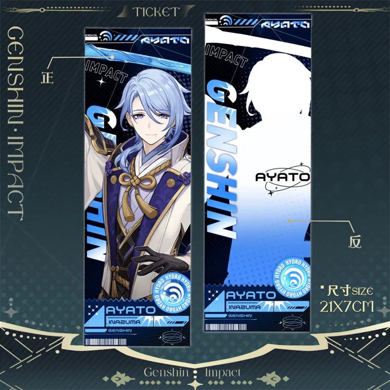 Genshin Kamisato Ayato Laser Ticket Bookmark Card