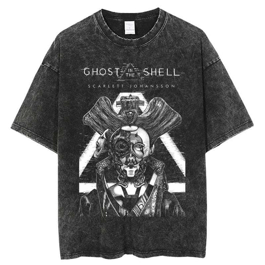 Ghost in the Shell Oversized Anime Graphic Shirt Hemp Cotton
