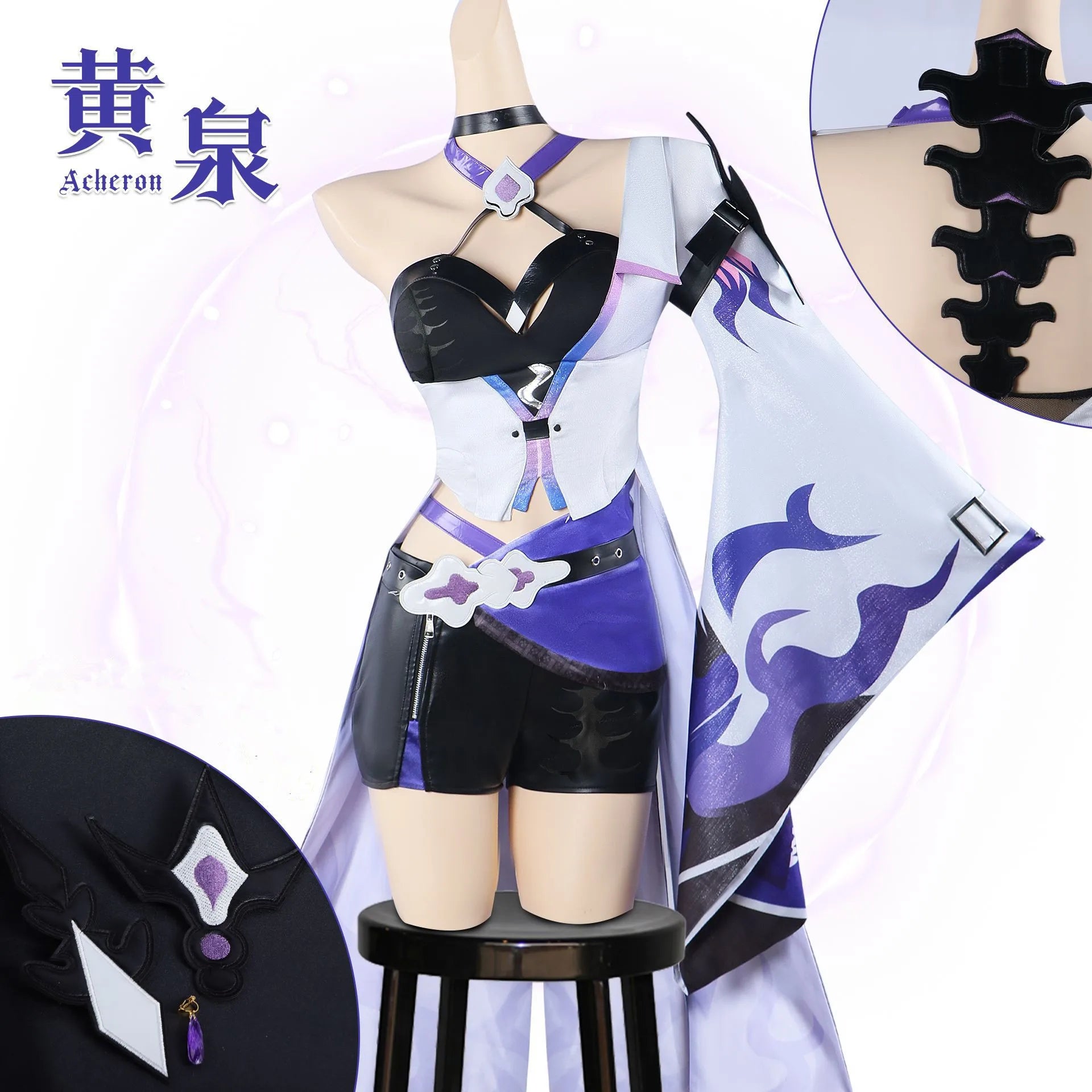 Honkai Star Rail Acheron Cosplay 8pcs Anime Costume Set With Wig