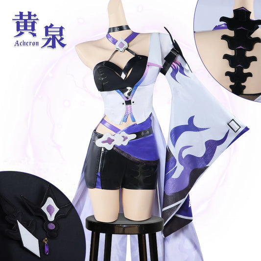 Honkai Star Rail Acheron Cosplay 8pcs Anime Costume Set With Wig