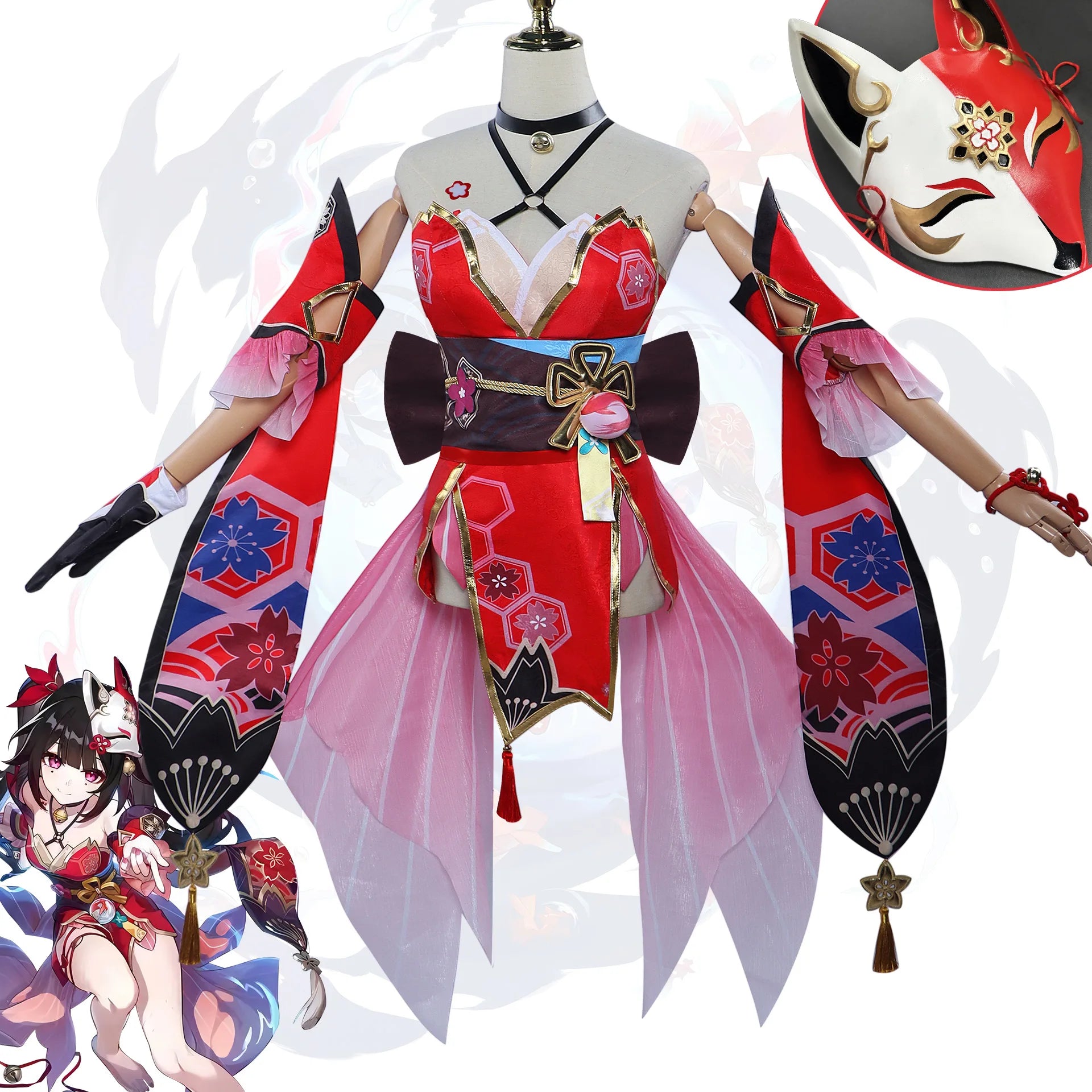 Honkai Star Rail Firefly Cosplay With Wig & Mask 10pcs Anime Costume Set