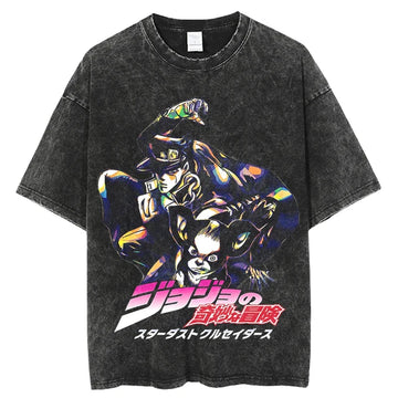 Jojos Bizarre Adventure Jotaro & Iggy Shirt Oversized Anime Shirt